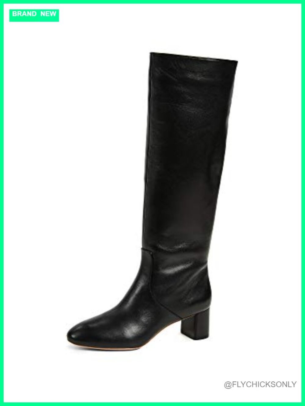 Loeffler Randall Gavi Leather Knee-High Pull-On Boots Stacked Heel